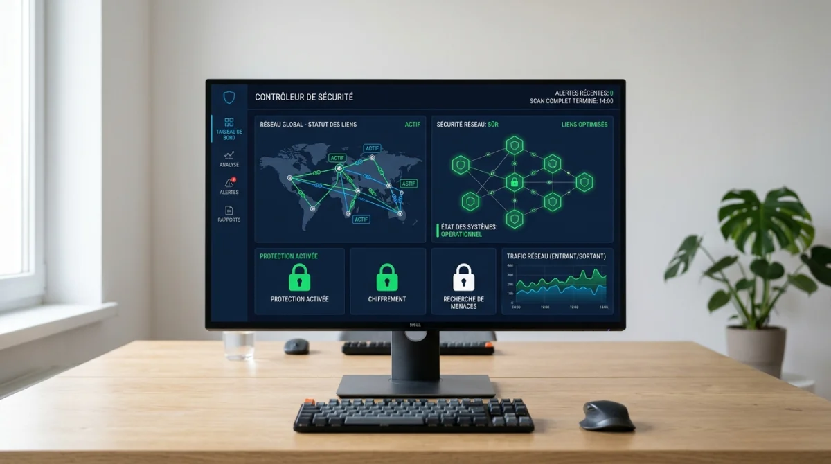 Interface de cybersécurité professionnelle pour Sorlav com.